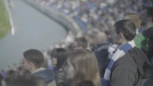 Fanii de pe stadion în timpul meciului. Olimpiskiy. Kiev. Ucraina . — Videoclip de stoc