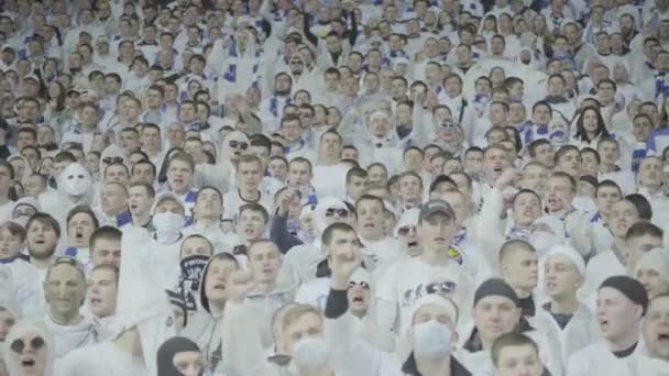 Fanii de pe stadion în timpul meciului. Olimpiskiy. Kiev. Ucraina . — Videoclip de stoc