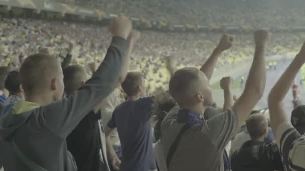 Fans på stadion under kampen. Olimpiyskiy. Kiev. Ukraine. – Stock-video