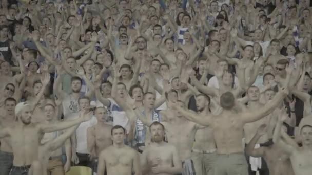 Fans während des Spiels im Stadion. Olimpiyskiy. Kiew. Ukraine. — Stockvideo