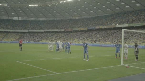 Mecz piłki nożnej na stadionie. Olimpijski. Kijów. Ukraina. — Wideo stockowe