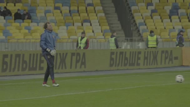 Treinando jogadores de futebol no estádio. Aquece-te. Olimpiyskiy. Kiev. Ucrânia — Vídeo de Stock