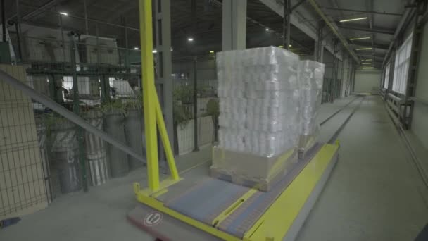 Um transportador de trabalho em uma fábrica de papel. Tecnologia. Fábrica. Kiev. Ucrânia. — Vídeo de Stock