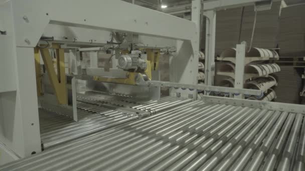 A working conveyor in a paper mill. Technology. Factory. Kyiv. Ukraine. — Stock Video