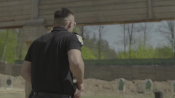 Training of police officer oficers . Slow motion. Kyiv. Ukraine. — Stock Video