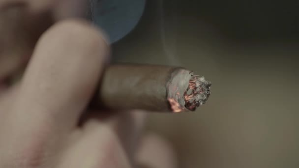 Cigare dans la bouche des fumeurs gros plan. Fumer 