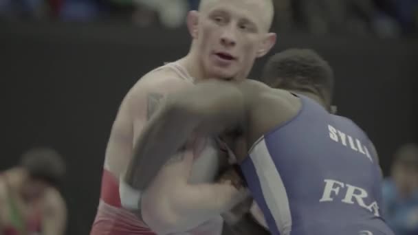 Wrestlers during the wrestling competition. Kyiv. Ukraine — ストック動画