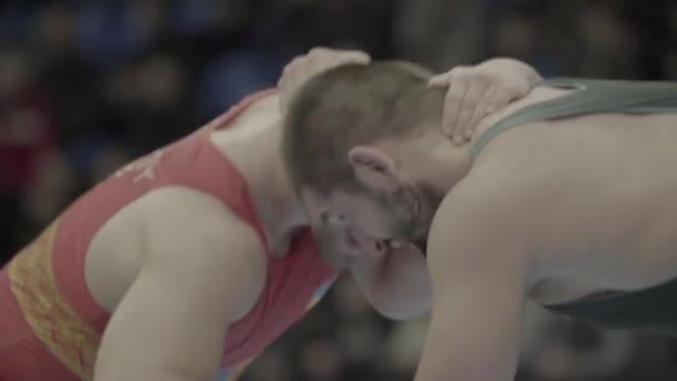 Ringer während des Wrestling-Wettbewerbs. kyiv. Ukraine — Stockvideo