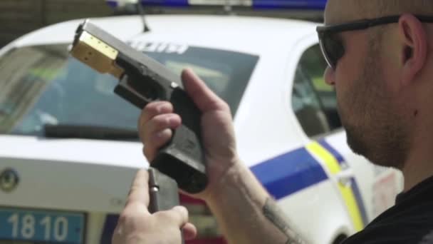 Training of police officer. Slow motion. Kyiv. Ukraine. — 비디오