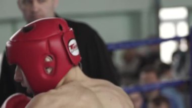 Kik boks. Ringdeki kavga. Rekabet. Kyiv. Ukrayna. Yavaş çekim