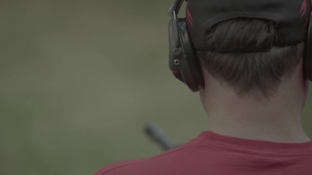 Rifle shooting. Slow motion. Close-up. — Stock Video