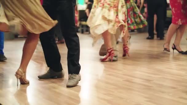 Tango danseurs pieds tout en dansant gros plan — Video