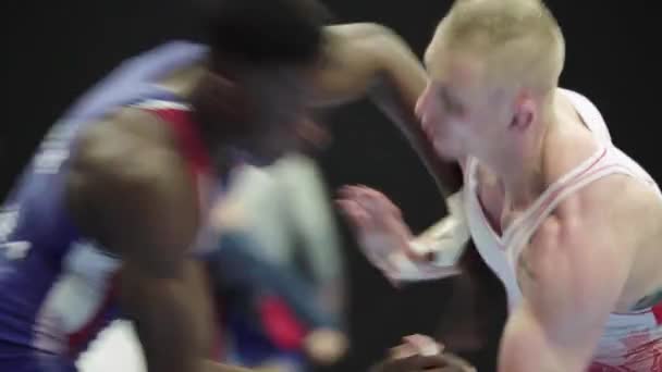 Wrestlers during the wrestling competition. Kyiv. Ukraine — ストック動画