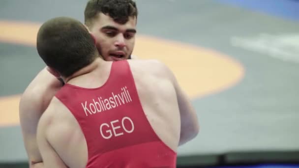 Wrestlers during the wrestling competition. Kyiv. Ukraine — ストック動画