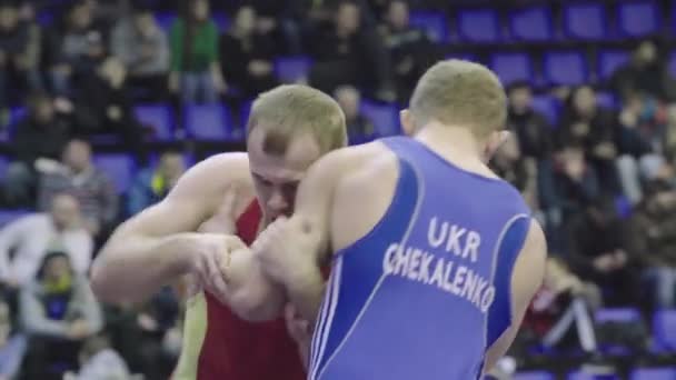 Wrestlers during the wrestling competition. Kyiv. Ukraine — ストック動画