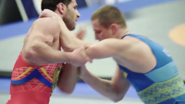 Wrestlers during the wrestling competition. Kyiv. Ukraine — ストック動画