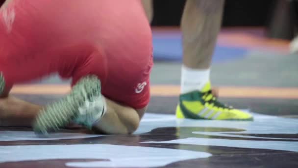 Lutadores durante a competição de wrestling. Movimento lento. Kiev. Ucrânia — Vídeo de Stock