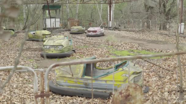 Chernobyl Exclusion Zone. Pripyat. Abandoned park in the city center — Stock Video