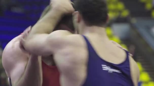 Lottatori durante la competizione di wrestling. Kiev. Ucraina — Video Stock