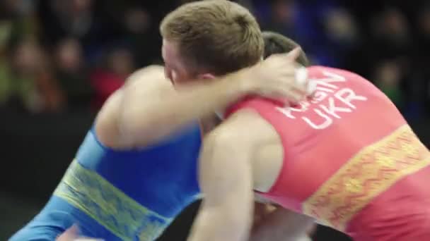 Wrestlers during the wrestling competition. Kyiv. Ukraine — Stock Video