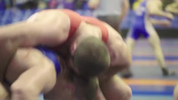 Ringer während des Wrestling-Wettbewerbs. kyiv. Ukraine — Stockvideo