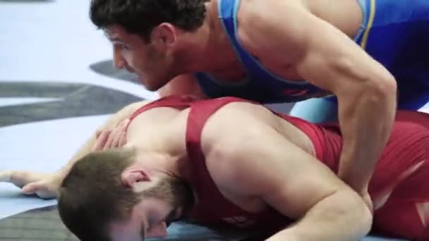 Lottatori durante la competizione di wrestling. Kiev. Ucraina — Video Stock