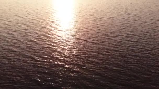Water surface at sunset. Aerial. Kyiv. Ukraine — Stock Video