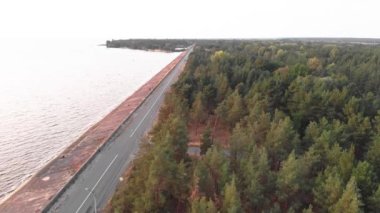 Kyiv rezervuarının kıyısı. Havadan. Ukrayna. Dnipro Nehri