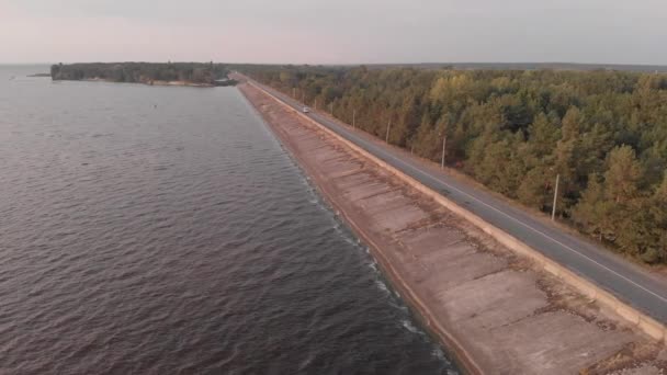 The shore of the Kyiv reservoir. Aerial. Ukraine. Dnipro river — Stock Video