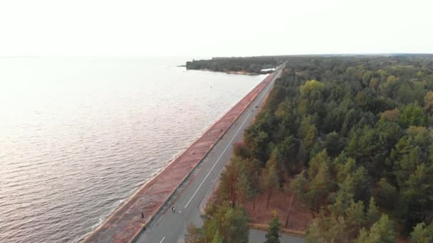 キエフ貯水池の海岸。空中だ。ウクライナだ。ドニプロ川 — ストック動画