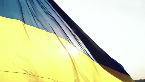 Oekraïense vlag close-up. Luchtfoto. Kiev. Oekraïne — Stockvideo