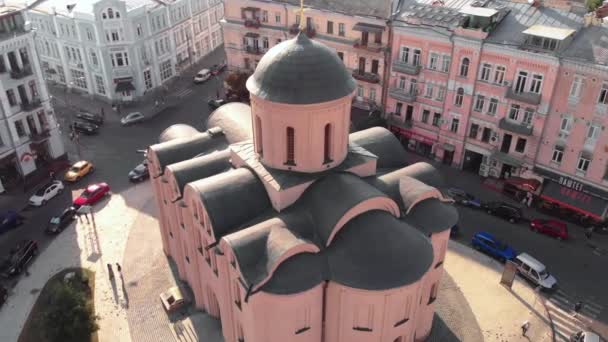 Zehnten-Kirche. Antenne. Kiew.Ukraine — Stockvideo