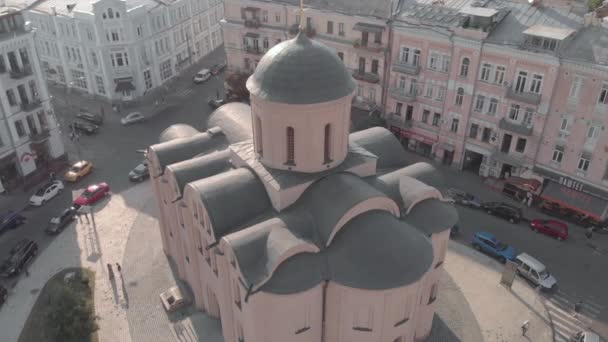 Kostel Tithů. Letecký. Kyjev.Ukrajina — Stock video