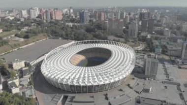 Ukrayna 'nın başkenti Kyiv' deki Olimpiyskiy Stadyumu. Havadan
