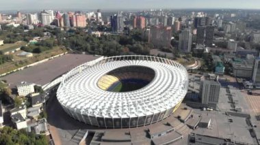 Ukrayna 'nın başkenti Kyiv' deki Olimpiyskiy Stadyumu. Havadan