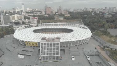 Ukrayna 'nın başkenti Kyiv' deki Olimpiyskiy Stadyumu. Havadan