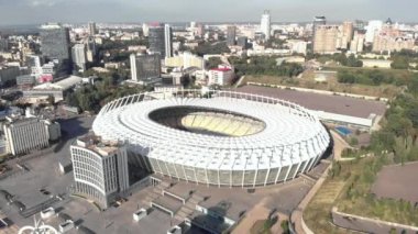 Ukrayna 'nın başkenti Kyiv' deki Olimpiyskiy Stadyumu. Havadan