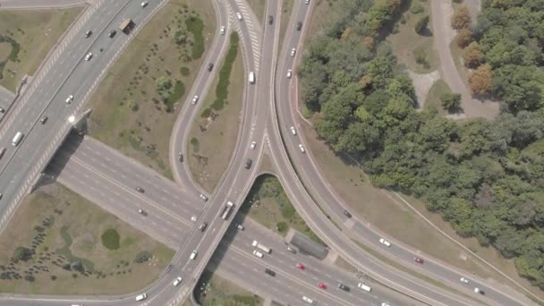 Automobile transport interchange in Kyiv. Ukraine. Aerial — Stock Video