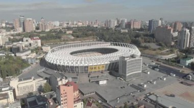 Ukrayna 'nın başkenti Kyiv' deki Olimpiyskiy Stadyumu. Havadan