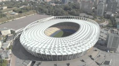 Ukrayna 'nın başkenti Kyiv' deki Olimpiyskiy Stadyumu. Havadan