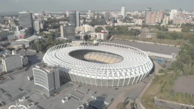 Ukrayna 'nın başkenti Kyiv' deki Olimpiyskiy Stadyumu. Havadan