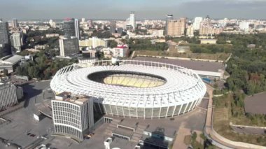 Ukrayna 'nın başkenti Kyiv' deki Olimpiyskiy Stadyumu. Havadan