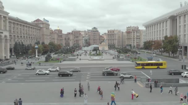 Πλατεία Ανεξαρτησίας στο Κίεβο, Ουκρανία. Μαϊντάν. Αεροφωτογραφία — Αρχείο Βίντεο