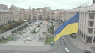 Ukrayna, Kyiv 'deki Bağımsızlık Meydanı. Meydan. Hava görünümü