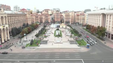 Ukrayna, Kyiv 'deki Bağımsızlık Meydanı. Meydan. Hava görünümü