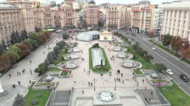 Ukrayna, Kyiv 'deki Bağımsızlık Meydanı. Meydan. Hava görünümü