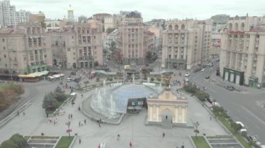Ukrayna, Kyiv 'deki Bağımsızlık Meydanı. Meydan. Hava görünümü