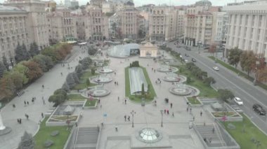 Ukrayna, Kyiv 'deki Bağımsızlık Meydanı. Meydan. Hava görünümü