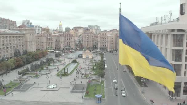 Praça da Independência em Kiev, Ucrânia. Maidan. Vista aérea — Vídeo de Stock