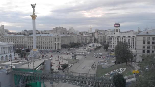 Plac Niepodległości, Kijów, Ukraina. Maidan. Widok z lotu ptaka — Wideo stockowe